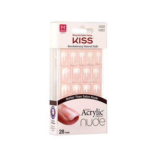 Buy now Kiss Salon Acrylic Nude French 28 Count Medium Length Flat (Pack of 2) at indiglob india