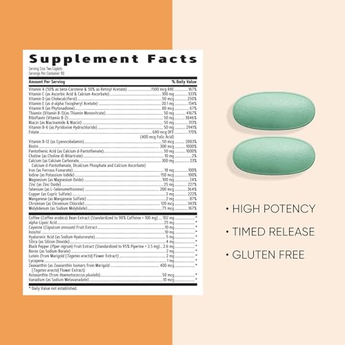 Buy now GNC Womenâ€™s Energy and Metabolism Multivitamin Caplets, Clinically Proven, Calorie Burn, Focus, 100mg Caffeine, Active Nutrition, Immune, Bone, Beauty, Iron, Biotin, Timed Release, 180 ct, 90 svgs at indiglob india
