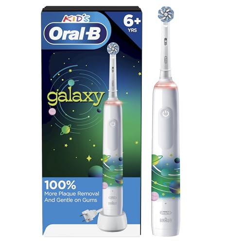 Buy now Oral-B Kids Electric Toothbrush with Coaching Pressure Sensor and Timer, Rechargeable Toothbrush with Brush Head, Sparkle & Shine at indiglob india