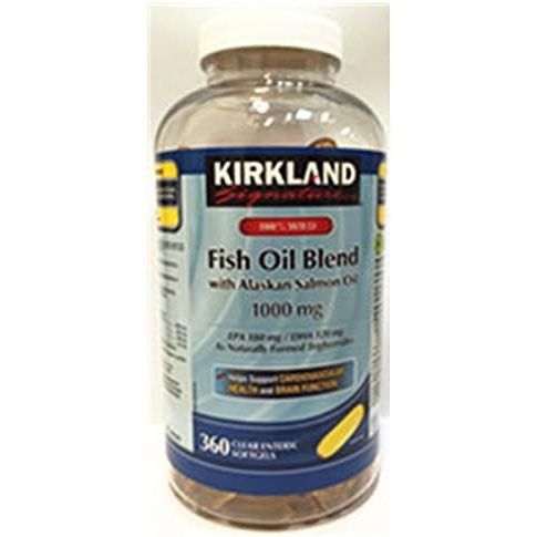 Buy now Kirkland Signature 100% Wild Fish Oil Blend with Wild Alaskan Salmon Oil 180 EPA 120 DHA 1000mg - 360 Enteric Softgels at indiglob india