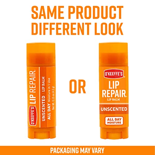 Buy now O'Keeffe's Unscented Lip Repair Lip Balm for Dry, Cracked Lips, Stick, (Pack of 4) at indiglob india
