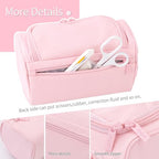 Buy now HVOMO Big Capacity Pencil Case High Large Storage Pouch Marker Pen Case Travel Simple Stationery Bag School College Office Organizer for Teens Girls Adults Student（Pink） at indiglob india