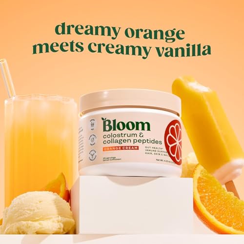 Buy now Bloom Nutrition Bovine Colostrum Powder for Gut Health, Immune Support, Hair Growth & Beauty Supplement, Gluten Free, Sugar Free | Orange Cream, 25 Servings at indiglob india