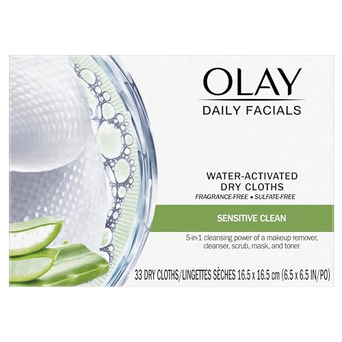 Buy now Olay Eye Makeup Remover Wipes, Daily Facials Gentle Face Cleanser for Sensitive Skin, Alcohol and Fragrance Free, Soft Face Wash Towels, Travel Essentials for Women, Dry Cloths, 99 ct (3 X 33ct) at indiglob india
