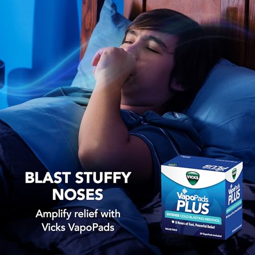 Buy now Vicks VapoPads Plus with Intense Cold Blasting Menthol - Vapor Pads Refill for Vicks Humidifiers and Steam Inhalers, Scent Pads for Congestion Relief, 20-Pack, Box Color May Vary at indiglob india