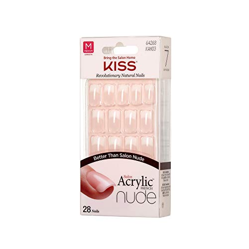 Buy now Kiss Salon Acrylic Nude French 28 Count Medium Length Flat (Pack of 2) at indiglob india