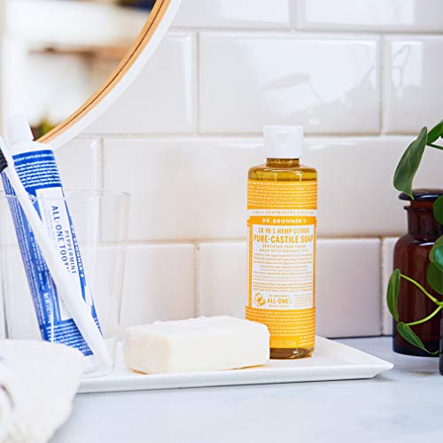 Buy now Dr. Bronner's - Pure-Castile Liquid Soap (Citrus, 8 ounce) - Made with Organic Oils, 18-in-1 Uses: Face, Body, Hair, Laundry, Pets and Dishes, Concentrated, Vegan, Non-GMO at indiglob india