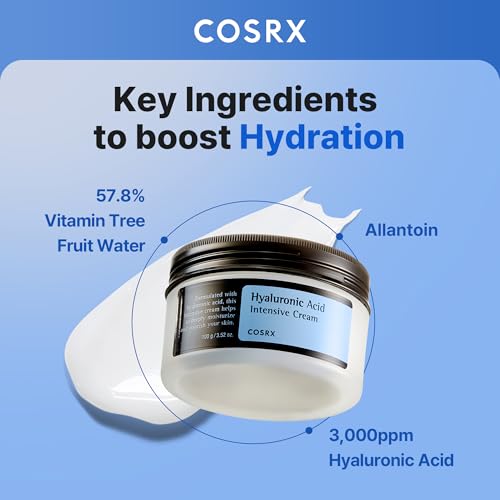 Buy now COSRX Hyaluronic Acid Moisturizing Cream, Long-lasting Hydration, Rich Moisturizer for Sensitive Skin 3.52 oz / 100g, Korean Skin Care, Animal Testing Free, Parabens Free at indiglob india