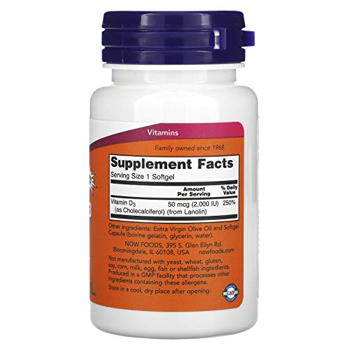Buy now NOW Foods Vitamin D-3, 50 mcg (2,000 IU), 240 Softgels, 3 Pack at indiglob india