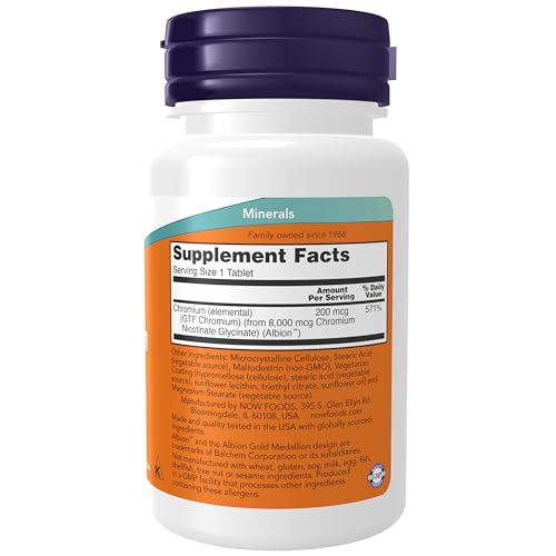 Buy now NOW Supplements, GTF (Glucose Tolerance Factor) Chromium 200 mcg, Insulin Co-Factor*, 100 Tablets at indiglob india