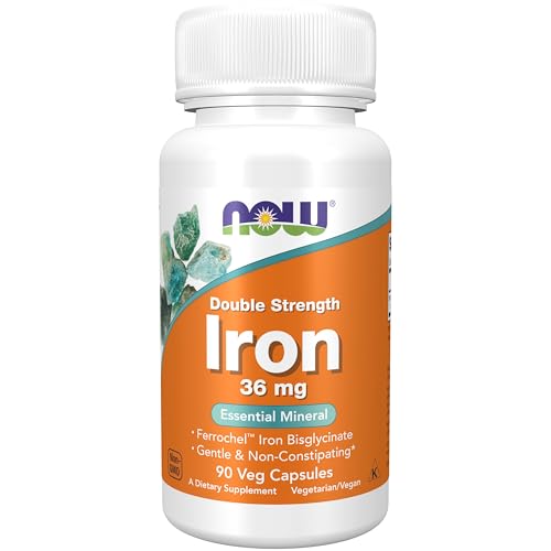Buy now NOW Supplements, Iron 36 mg, Double Strength, Non-Constipating*, Essential Mineral, 90 Veg Capsules at indiglob india