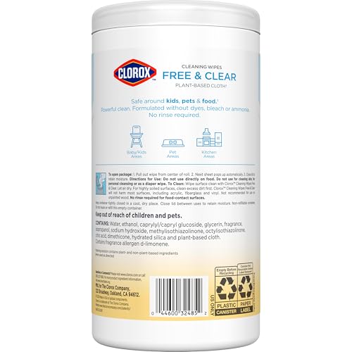 Buy now Clorox Free & Clear Cleaning Wipes, Light Lemon Scent, 75 Count (Package May Vary) at indiglob india