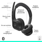 Buy now Logitech Zone 305 for Business, Wireless Bluetooth Headset with Microphone, Native Bluetooth, for Microsoft Teams, Compatible with Windows, Mac, Chrome, Linux, iOS, iPadOS, Android at indiglob india
