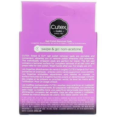 Buy now Cutex Care Swipe & Go Non-Acetone Nail Polish Remover Pads 10ct at indiglob india