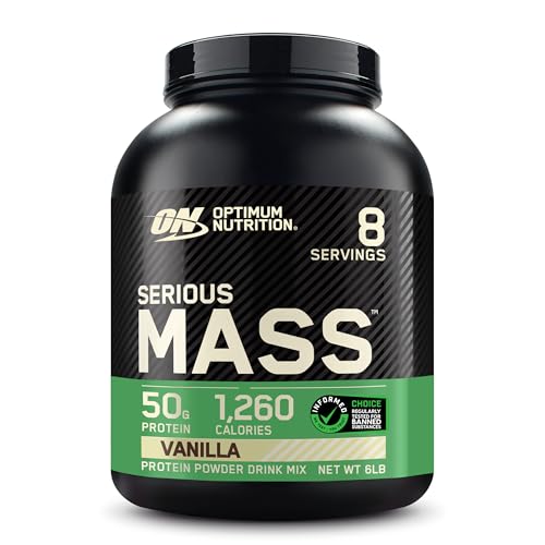 Buy now Optimum Nutrition Serious Mass, Weight Gainer Protein Powder, Mass Gainer, Vitamin C and Zinc for Immune Support, Creatine, Vanilla, 6 Pound (Packaging May Vary) at indiglob india