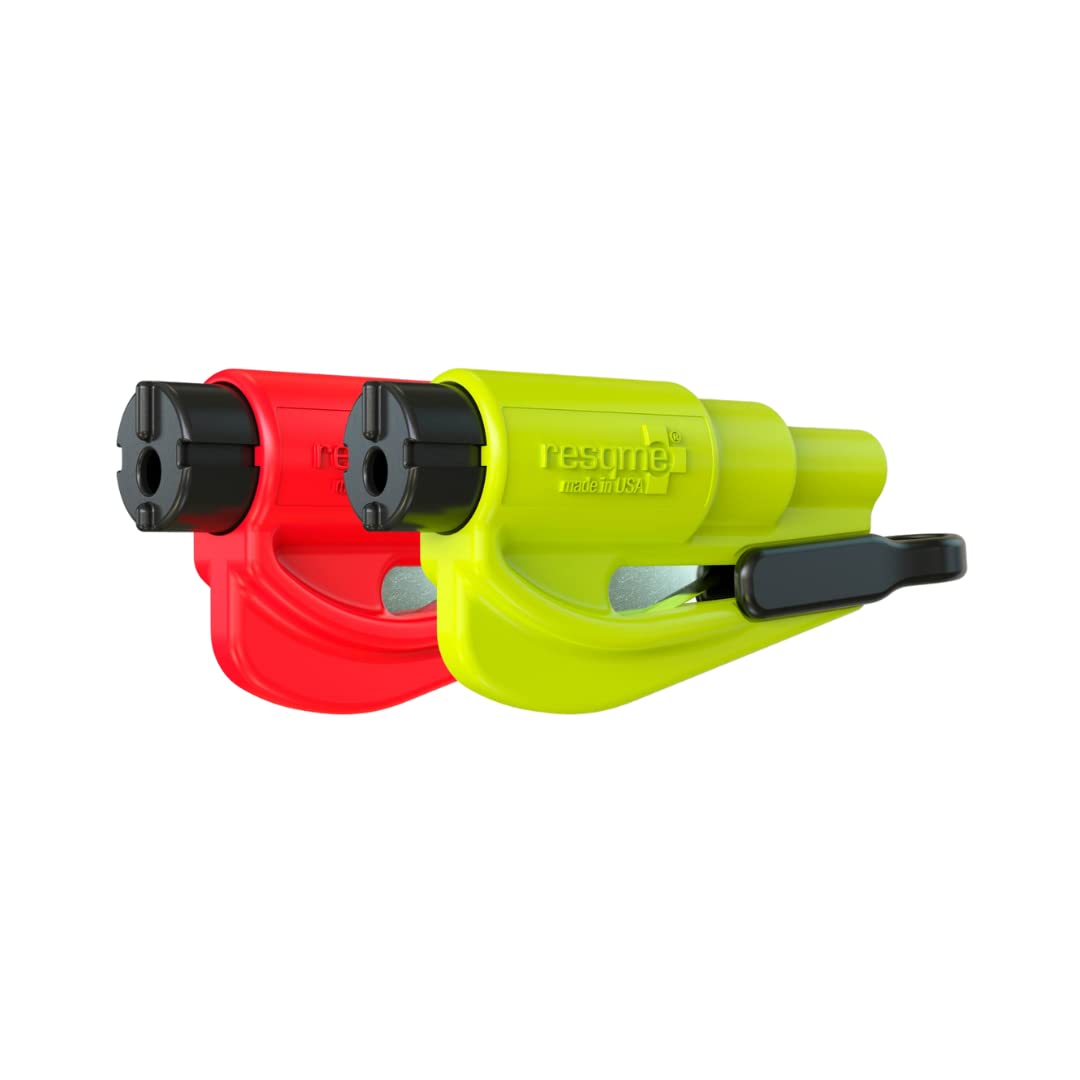 Buy now Resqme Pack of 2, The Original Emergency Keychain Car Escape Tool, 2-in-1 Seatbelt Cutter and Window Breaker, Made in USA, Orange Yellow, Red at indiglob india