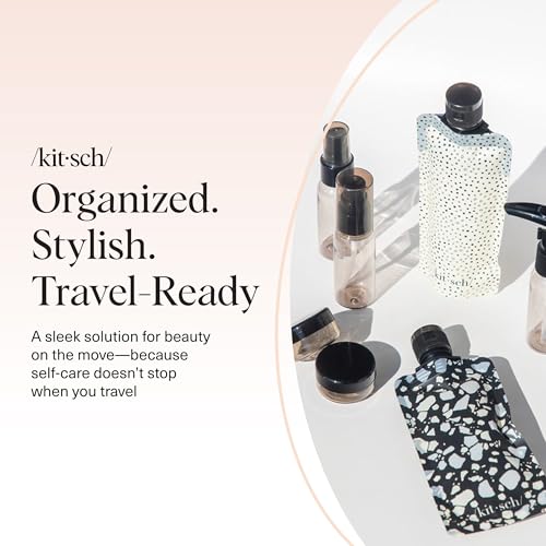 Buy now Kitsch 11 PCS Travel Bottles for Toiletries â€“ Travel Essentials Kit for Shampoo, Conditioner, Lotion & More - TSA Approved Travel Bottles, Leak-Proof Refillable Travel Size Containers - Black & Ivory at indiglob india