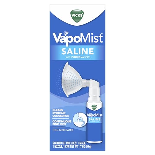 Buy now Vicks VapoMist Saline, Gentle Saline Mist with Soothing Vicks Vapors, Non- Medicated, 1.7 oz at indiglob india