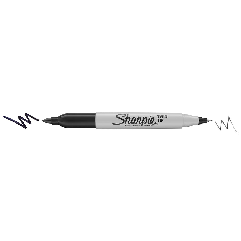Sharpie Twin Tip Permanent Markers, Fine and Ultra Fine, Black, 4 Count