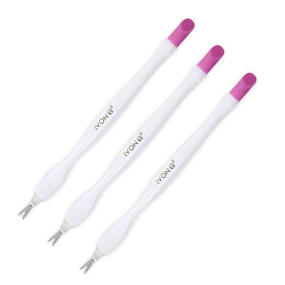 IVON 3 Pack Cuticle Trimmer Pusher Remover, Rubber Tip Gentle on Nail Bed