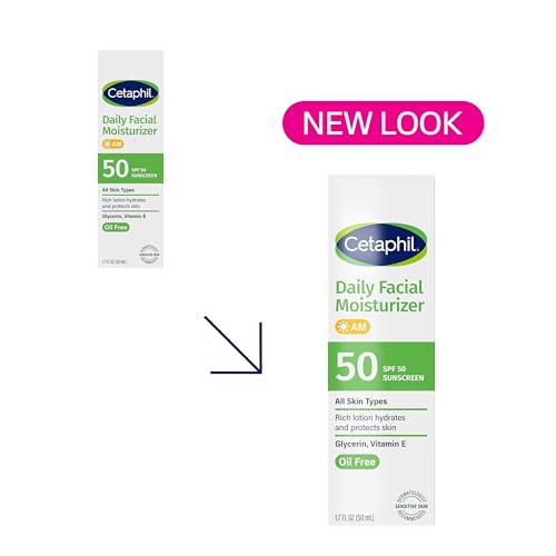 Buy now Cetaphil Daily Facial Moisturizer SPF 50, 1.7 Fl Oz (Pack of 2), Gentle Facial Moisturizer For Dry to Normal Skin Types, No Added Fragrance, Dermatologist Recommended (Packaging May Vary) at indiglob india