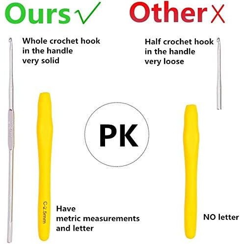 Buy now YOKER 14 Sizes Crochet Hooks Set,2mm(B)-10mm(N) Ergonomic Crochet Needles with Case Soft Grip Handles Yarn for Arthritic Hands, Extra Long Crochet Needles Kit (14 Sizes Crochet Hooks Set) at indiglob india