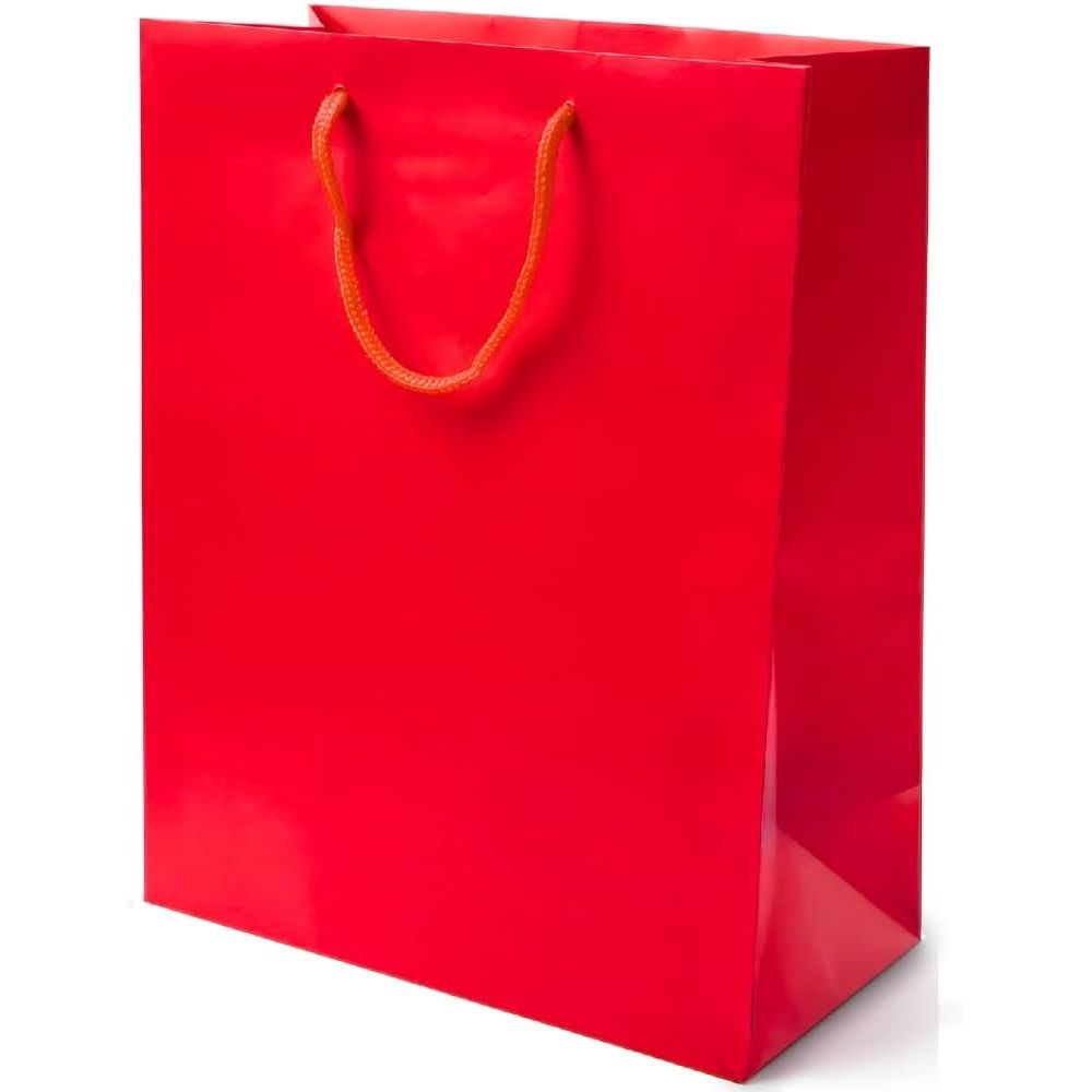 Buy now Vibrant Solid Glossy Medium Bag - 9.5"H x 7.75"W x 4.5" (1 Pc.) - Sturdy, Eye-Catching & Eco-Friendly - Ideal for Events, Celebrations & Gifting, Black Apple Red at indiglob india