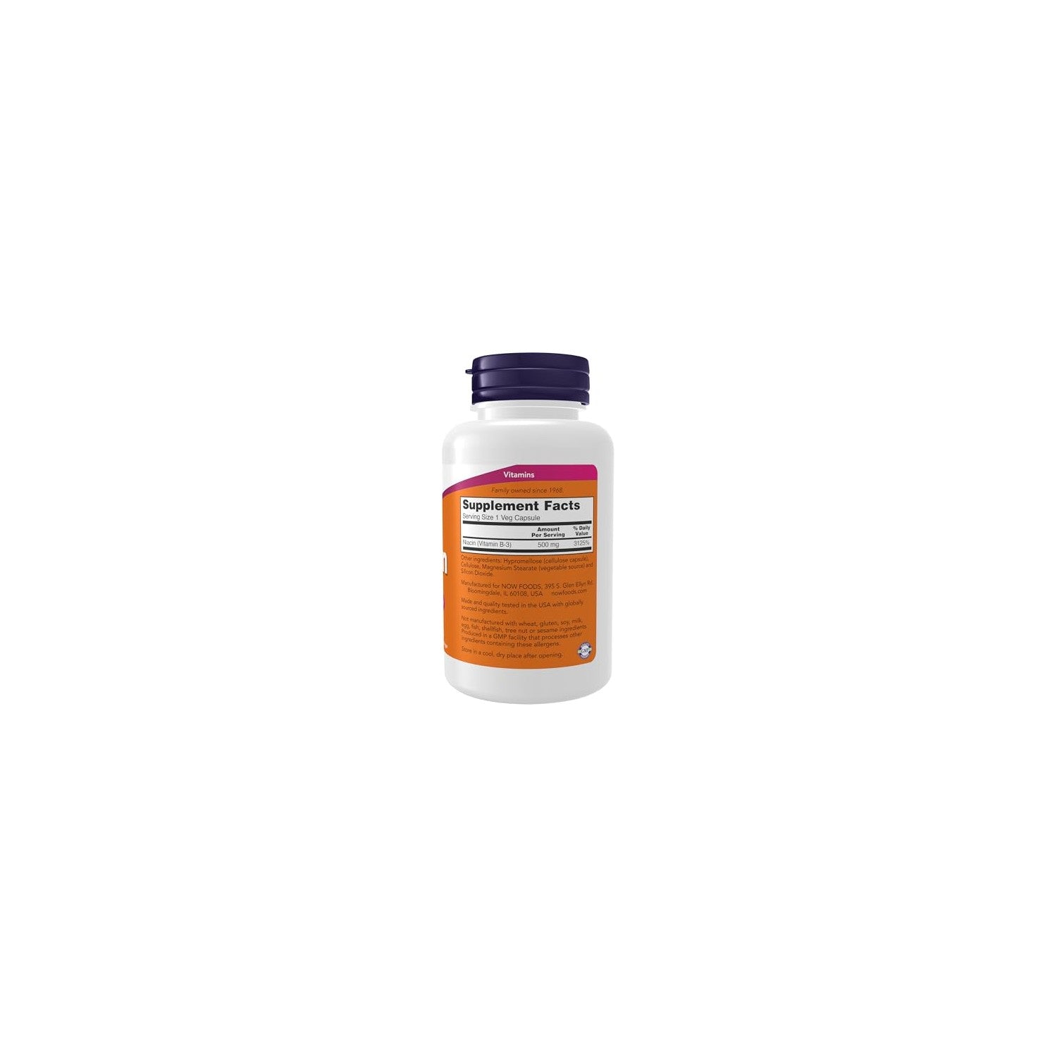 Buy now NOW Foods Supplements, Niacin (Vitamin B-3) 500 mg, Essential B-Group Vitamin*, Nutritional Health, 100 Capsules at indiglob india