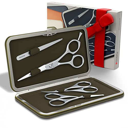 Buy now Suvorna Premium Beard & Mustache Set with Beard scissors for men - Facial Hair/Nose/Eyebrow Scissors - Slant Tweezers (4 Pcs Green) at indiglob india