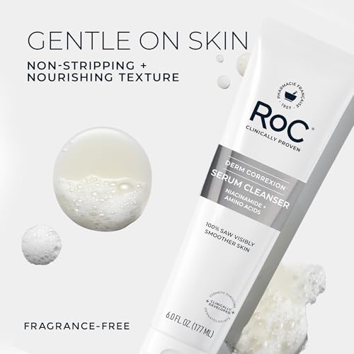 Buy now RoC Retinol Correxion Deep Wrinkle Serum Facial Cleanser with Niacinamide for Anti-Aging & Fine Lines, Makeup Remover, Ophthalmologist Tested Skin Care, 6 oz at indiglob india