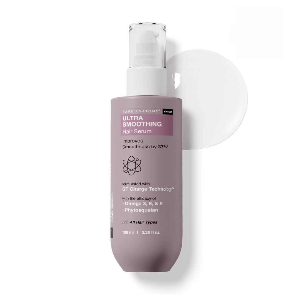 Bare Anatomy Ultra Smoothing Hair Serum Powered By Carbohydrate Complex & Niacinamide | Serum for Smooth & Shiny Hair | For Dry & Frizzy Hair | Women & Men | 100 ml