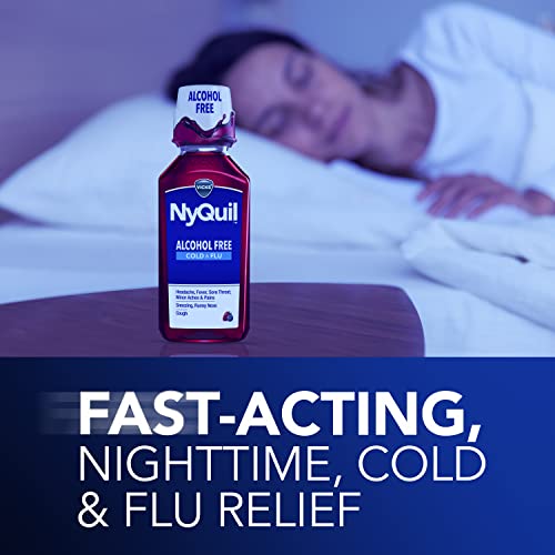 Buy now Vicks NyQuil, Alcohol Free, Cough, Cold & Flu Relief, Sore Throat, Fever & Congestion Relief, Berry, 12 Fl Oz at indiglob india