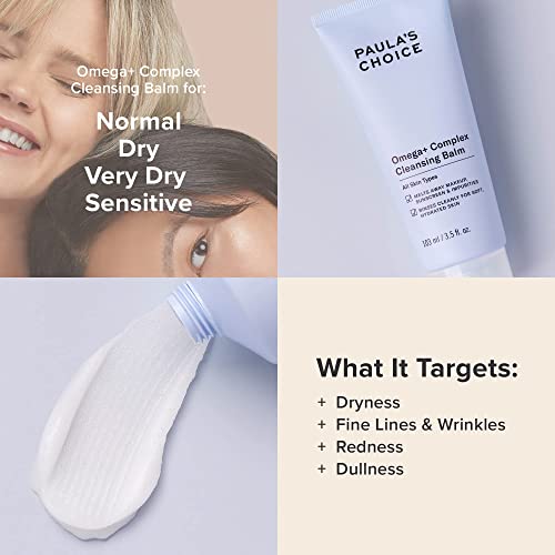Buy now Paula's Choice Omega Complex Face Cleansing Balm, Double Cleanse Face Wash & Gentle Daily Makeup Remover, Suitable for Dry & Sensitive Skin, Mineral Oil-Free, & Fragrance-Free, 3.5 Fl Oz at indiglob india