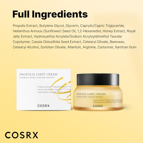 Buy now COSRX Full Fit Propolis Light Cream, 2.19 Fl.oz / 65ml, Propolis 64.5%, Hydrating Daily Day and Night Moisturiser, Korean Skin Care, Not Tested on Animals at indiglob india