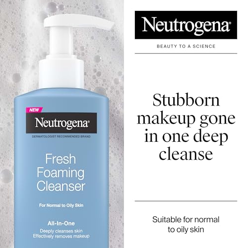 Buy now Neutrogena Fresh Foaming Facial Cleanser, All-In-One Makeup Remover Face Wash for Nor-mal to Oily Skin Deeply Cleanses & Removes Waterproof Makeup, Soap-Free, Non-Comedogenic, 8.5 fl. oz at indiglob india