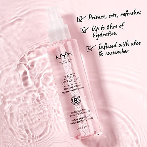 Buy now NYX PROFESSIONAL MAKEUP Bare With Me Multitasking Face Primer & Makeup Setting Spray, Hydrating Face Mist for up to 8HR Wear, Long-Lasting, Vegan Formula at indiglob india