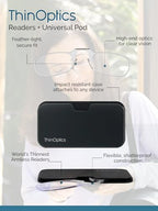 Buy now ThinOptics unisex-adult Reading Glasses + Black Universal Pod Case | Black Frames, 2.00 Strength Readers Black Frames / Black Case, 44 mm at indiglob india