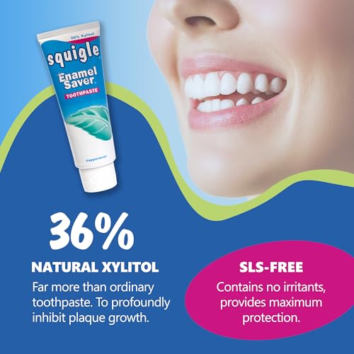 Buy now Squigle Enamel Saver Toothpaste : 36% Xylitol. with Fluoride. SLS Free. Prevents Canker Sores, Bad Breath, Perioral Dermatitis, Chapped Lips. Soothes & Protects Dry Mouths - 1 Pack at indiglob india