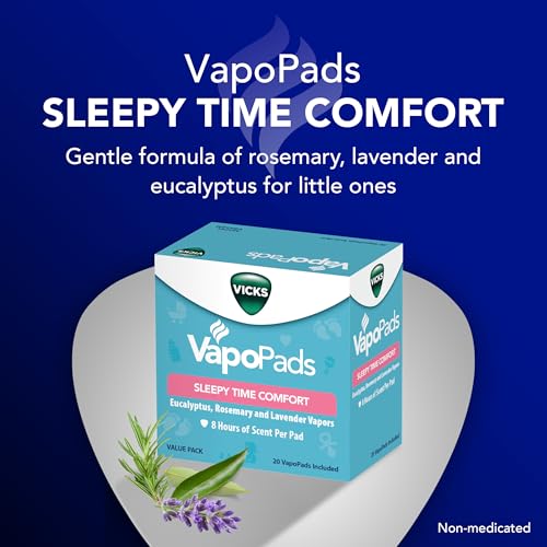 Buy now Vicks VapoPads Sleepy Time Comfort - Vapor Pads Refill for Vicks Humidifiers and Steam Inhalers - Rosemary, Lavender, and Eucalyptus, 20-Pack, Box Color May Vary at indiglob india