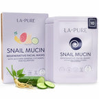 Buy now LA PURE Snail Mucin Mask – 10ct Korean Sheet Mask Pack for Signs of Aging, Aid Skin Repair & Hydration – Pure Snail Mask for Face with Collagen & Hyaluronic Acid – Cruelty-Free Hydrating Sheet Mask at indiglob india