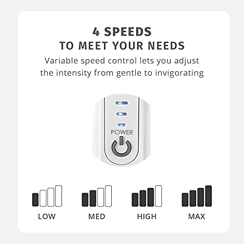 Buy now Homedics Back Massager - Heated Automatic Percussion Back, Body and Neck Massager with Dual Pivoting Heads, Interchangeable Nodes, for Shoulders, Legs and Feet, White at indiglob india