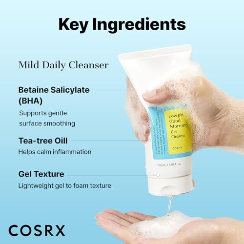 Buy now COSRX Low pH Good Morning Gel Face Cleanser, 5.07 fl oz, BHA Face Wash, Daily Mild Face Cleanser for Sensitive Skin, PH Balancing, Korean Skin Care, Korean Face Wash at indiglob india