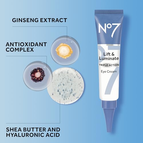 Buy now No7 Lift & Luminate Triple Action Under Eye Cream - Dark Circles Under Eye Treatment with Vitamin C & Collagen Peptide Technology - Helps Reduce Puffiness, Bags & the Appearance of Wrinkles (0.5 Oz) at indiglob india