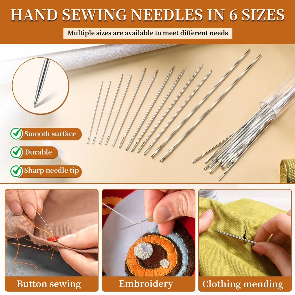 Big Eye Steel Sewing Needles Kit featuring multiple sizes for diverse sewing projects, presented in official Curat Cart packaging.