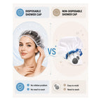 Auban 50 PCS Shower Cap Disposable,Bath Caps Larger Thick Clear Waterproof Plastic Elastic Hair Bath Caps For Women Hotel Travel Essentials Accessories Deep Conditioning Hair Care(19.3")