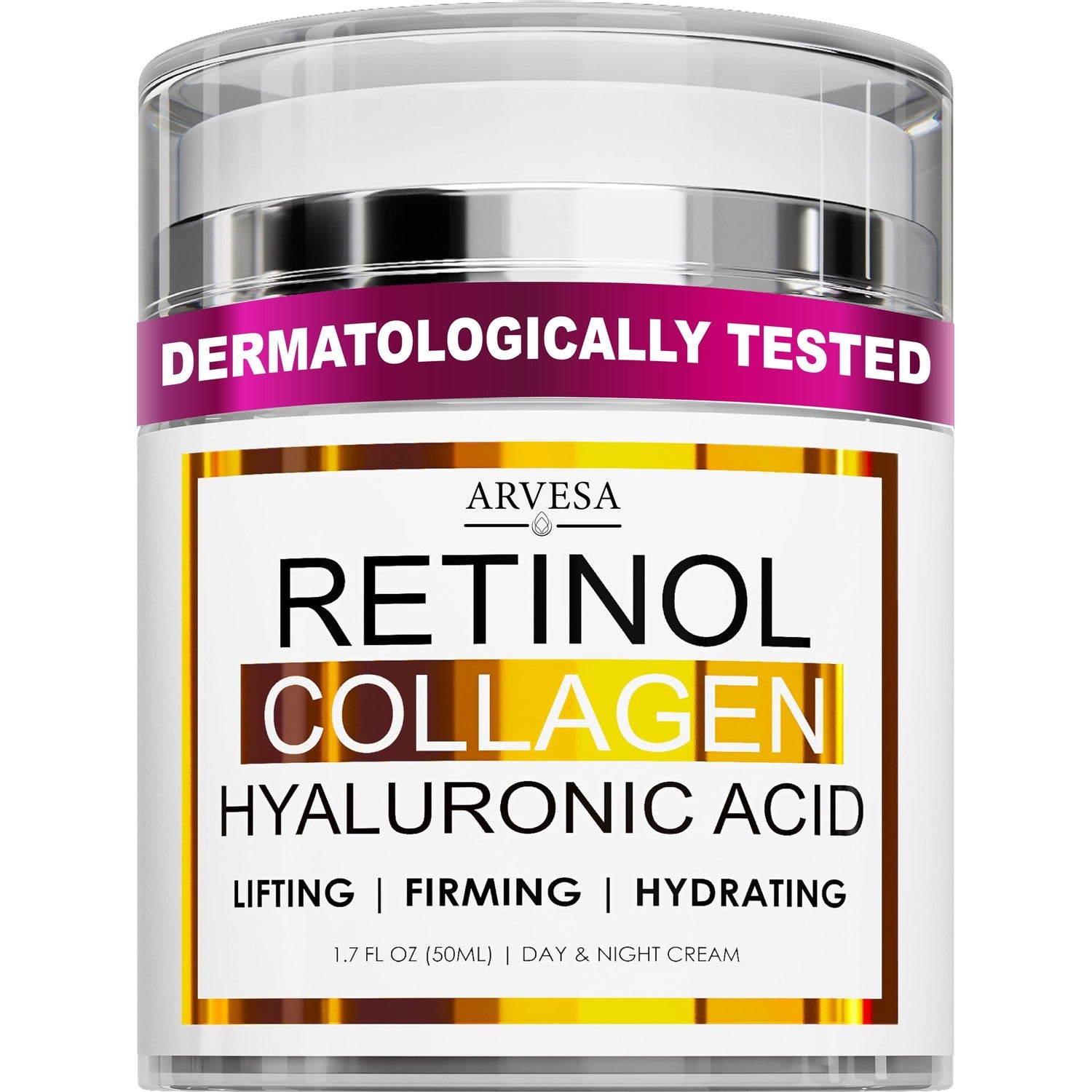 (2 Pack) Retinol Cream for Face with Collagen & Hyaluronic Acid, Non-Greasy | Anti Aging Wrinkle Cream for Women and Men - Day and Night Facial Moisturizer for Tightening and Skin Firming, Silky Feel