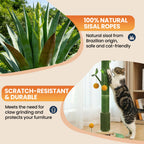 Extra Tall Cat Scratching Post with 100% natural sisal ropes, specially curated by Curat Cart for claw grinding and furniture protection.