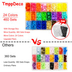 Explore vibrant Plastic Snap Buttons with Pliers in official packaging from Curat Cart, featuring 24 colors and 460 sets for versatile use.