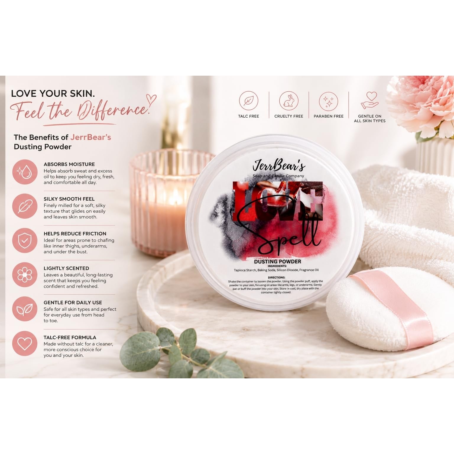 Experience the luxurious Pink Sugar Cashmere Dusting Powder with moisture-absorbing, silky formula for all skin types.