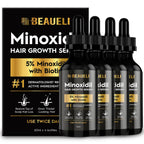 Beaueli 5% Minoxidil for Men and Women, Hair Growth, Beard Growth, Hair Regrowth, Unscented Drop, 3 Fl Oz, 3 Bottles | Minoxidil Hair Growth Oil for Men & Women, 5% Minoxidil Serum Hair Regrowth Treatment with Biotin for Thicker, Fuller Hair